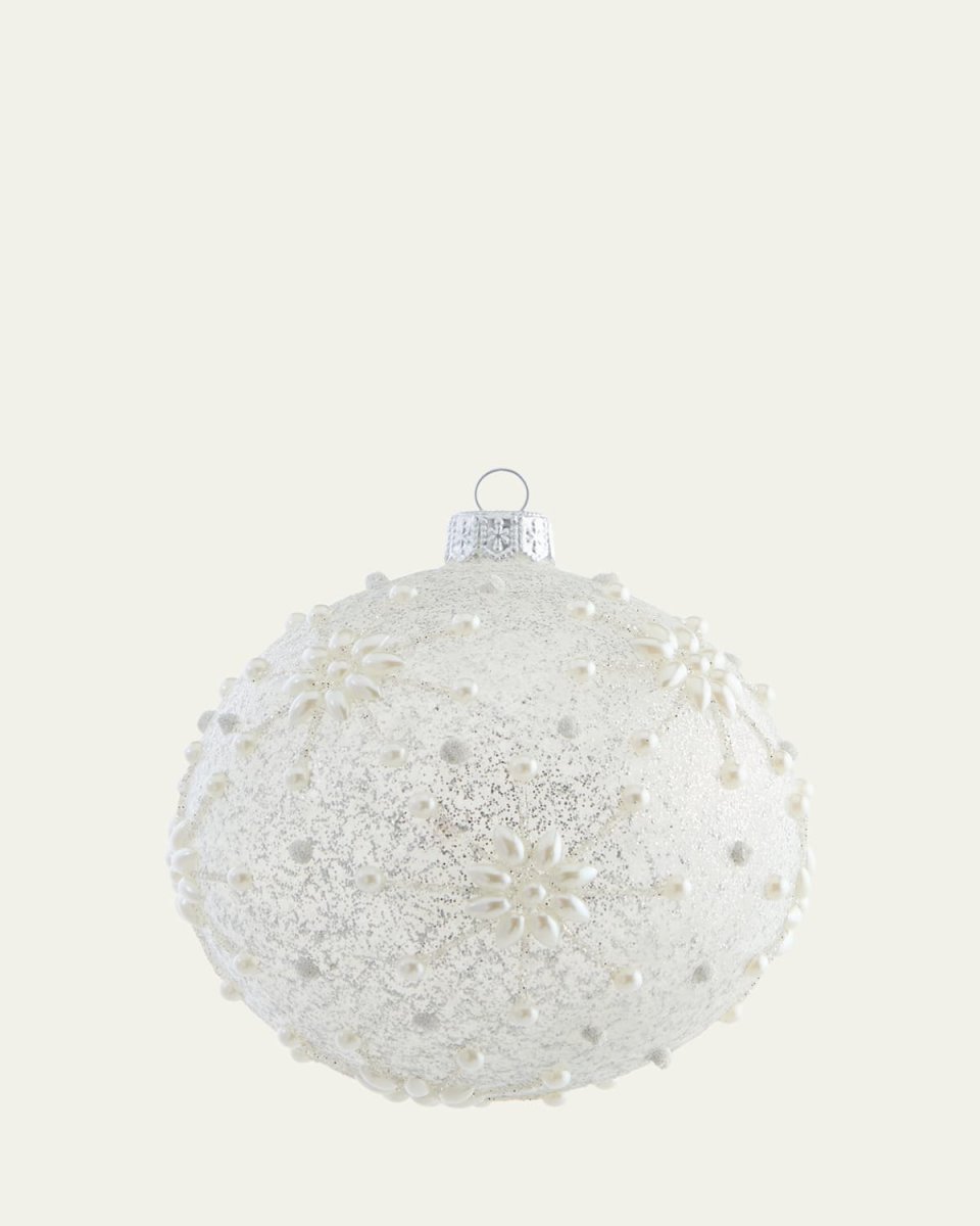 Pearly Art Deco Snowflakes Ball Ornament